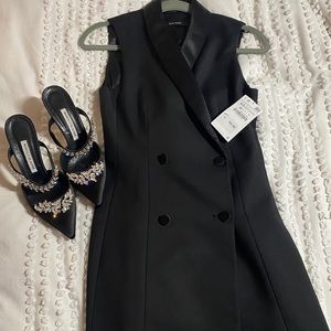 Zara black sleeveless blazer dress NWT size XS